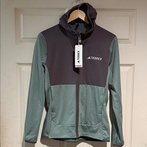 adidas Terrex Two-Tone Hooded Jacket in Green & Charcoal